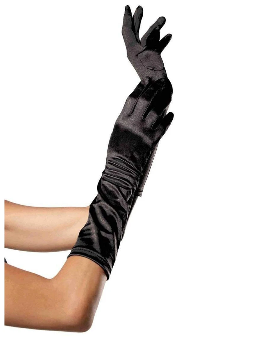 Leg Avenue Classic Lady Black Satin Mid Length Gloves 1 Leg Avenue Classic Lady Black Satin Mid Length Gloves
