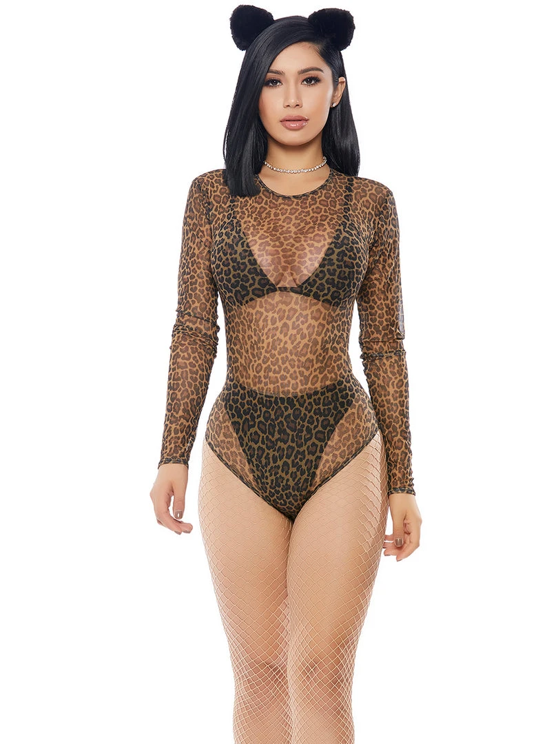 Forplay Womens Sexy Leopard Print Micronet Bodysuit Costume Costumes 1 Forplay Womens Sexy Leopard Print Micronet Bodysuit Costume Costumes