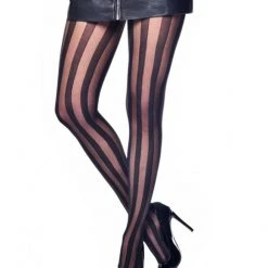 Leg Avenue Bold Sheer Pantyhose With Opaque Vertical Stripe Hosiery