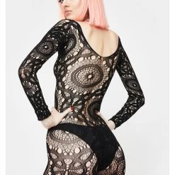 Leg Avenue Cruel Intentions Long Sleeved Crochet Bodycon Lingerie Dress