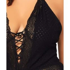 Leg Avenue Dreaming In Slumber Plus Size Lace Up Eyelet Romper