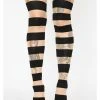 Leg Avenue Womens Costumes Glam Womens Black & Nude Striped Pantyhose