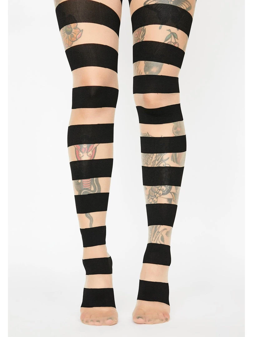 Leg Avenue Womens Costumes Glam Womens Black & Nude Striped Pantyhose 1 Leg Avenue Womens Costumes Glam Womens Black & Nude Striped Pantyhose