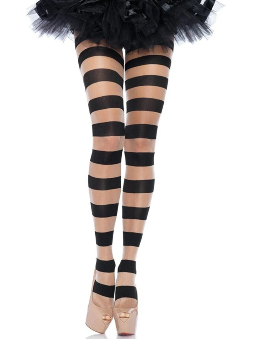 Leg Avenue Womens Costumes Glam Womens Black & Nude Striped Pantyhose 4 Leg Avenue Womens Costumes Glam Womens Black & Nude Striped Pantyhose