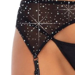 Leg Avenue Lingerie Accessories Time To Shine Rhinestone Garter Belt