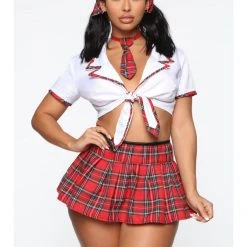 Leg Avenue Costumes Miss Prep Red Plaid School Girl Uniform Costume