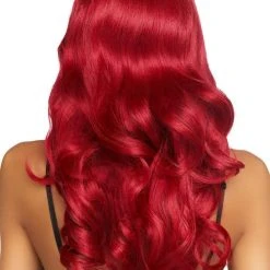 Leg Avenue Red Long Wavy Costume Wig With Bangs Costume Accessories