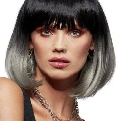 SMIFFYS Manic Panic Glam Doll Grey & Black Ombre Wig Wigs