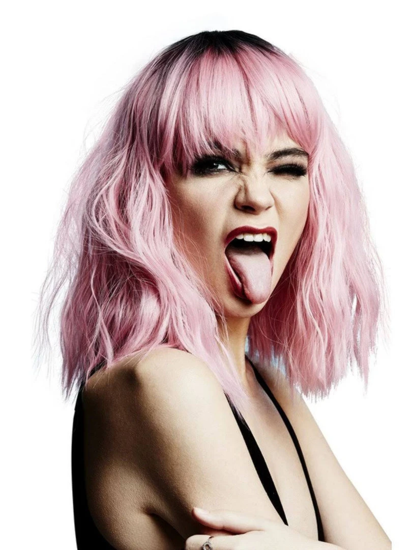 SMIFFYS Manic Panic Cotton Candy Pink Wig With Dark Root Wigs 2 SMIFFYS Manic Panic Cotton Candy Pink Wig With Dark Root Wigs