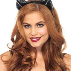 Leg Avenue Faux Leather Stitch Cat Ears Costume Accessory