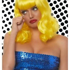 Leg Avenue Yellow Curly Bob Costume Rave Wig
