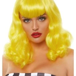 Leg Avenue Yellow Curly Bob Costume Rave Wig