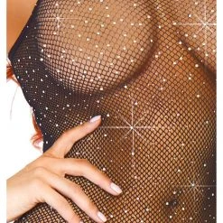 Leg Avenue Club Lights Black Crystalised Fishnet Convertible Tube Dress