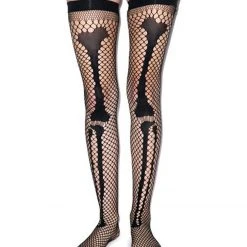 Leg Avenue Womens Costumes Womens Halloween Fishnet Skeleton Thigh High Tights
