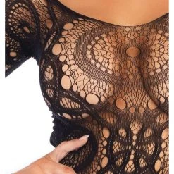 Leg Avenue Stevie Black Crochet Lace Bodysuit