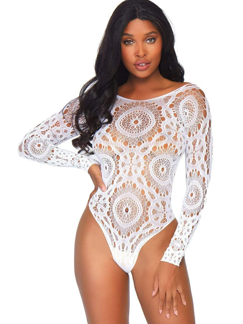 Leg Avenue Dylan White Crochet Lace Bodysuit 1 Leg Avenue Dylan White Crochet Lace Bodysuit